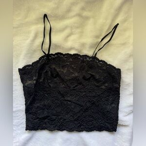 Black Lace Cropped Hanky Panky Cami Tank Vintage
